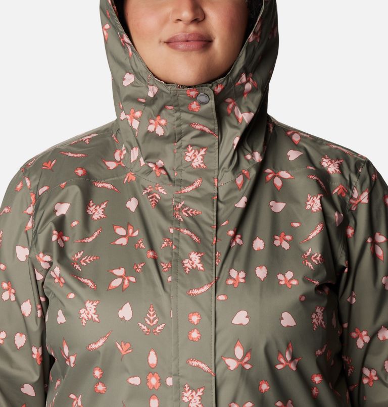 Thumbnail: Women’s Splash A Little II Rain Jacket - Plus Size, Color: Stone Green Cyanofrond Print, image 4