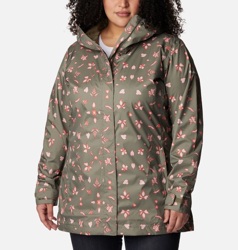 Women’s Splash A Little II Rain Jacket - Plus Size, Color: Stone Green Cyanofrond Print, image 1