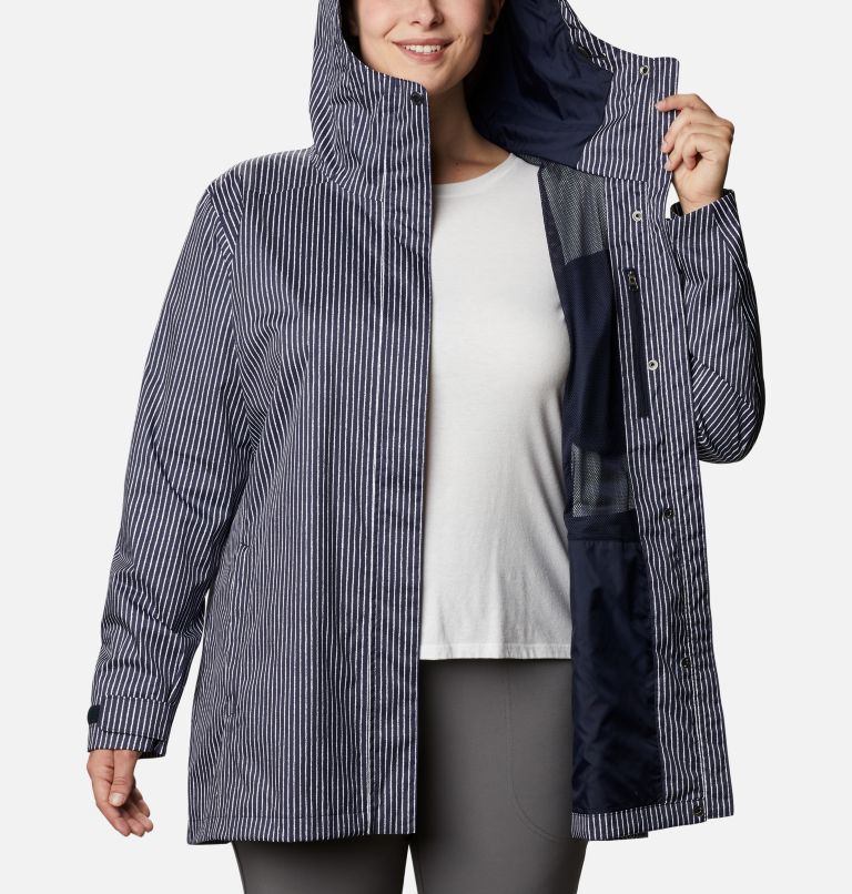 Women’s Splash A Little II Rain Jacket - Plus Size, Color: Dark Nocturnal Texture Stripe Print, image 5