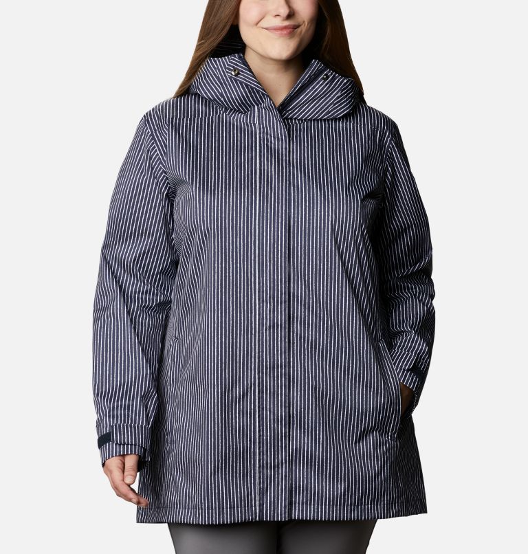 Women’s Splash A Little II Rain Jacket - Plus Size, Color: Dark Nocturnal Texture Stripe Print, image 1