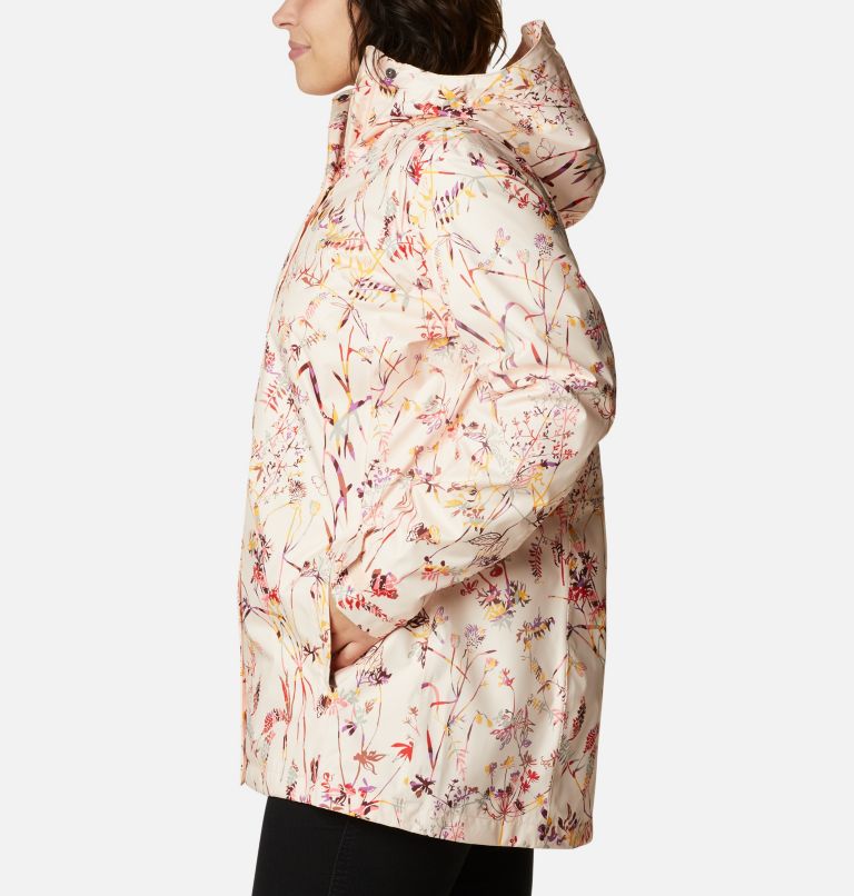 Women’s Splash A Little II Rain Jacket - Plus Size, Color: Peach Quartz Art Bouquet Multi Print, image 3