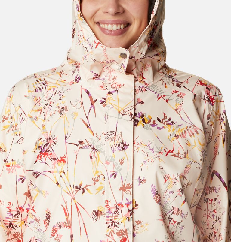 Women’s Splash A Little II Rain Jacket - Plus Size, Color: Peach Quartz Art Bouquet Multi Print, image 4