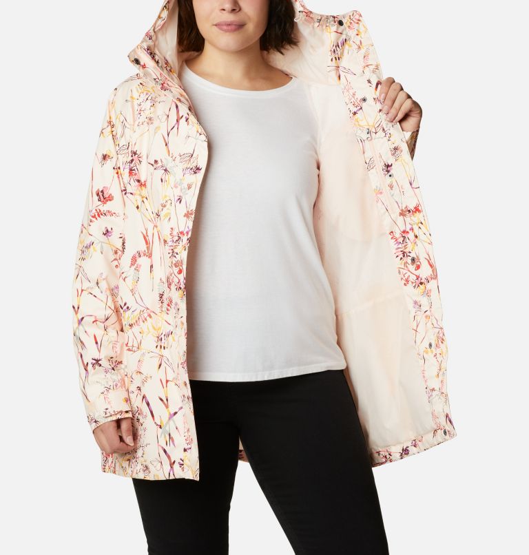 Women’s Splash A Little II Rain Jacket - Plus Size, Color: Peach Quartz Art Bouquet Multi Print, image 5