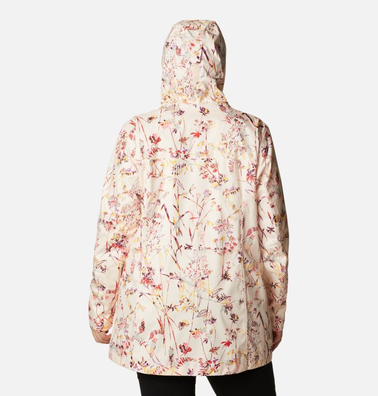 Women’s Splash A Little II Rain Jacket - Plus Size, Color: Peach Quartz Art Bouquet Multi Print, image 2