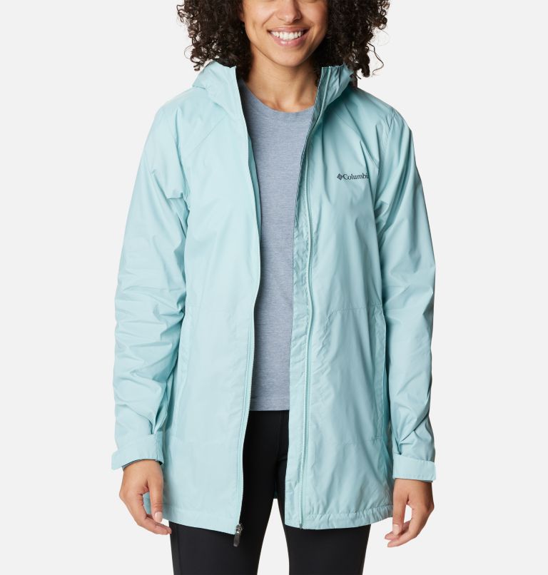 Women’s Switchback Lined Long Jacket, Color: Aqua Haze, image 7