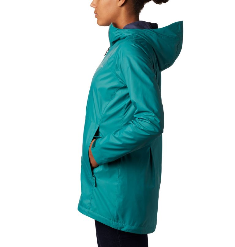 Women’s Switchback Lined Long Jacket, Color: Waterfall, Nocturnal Lining, image 3