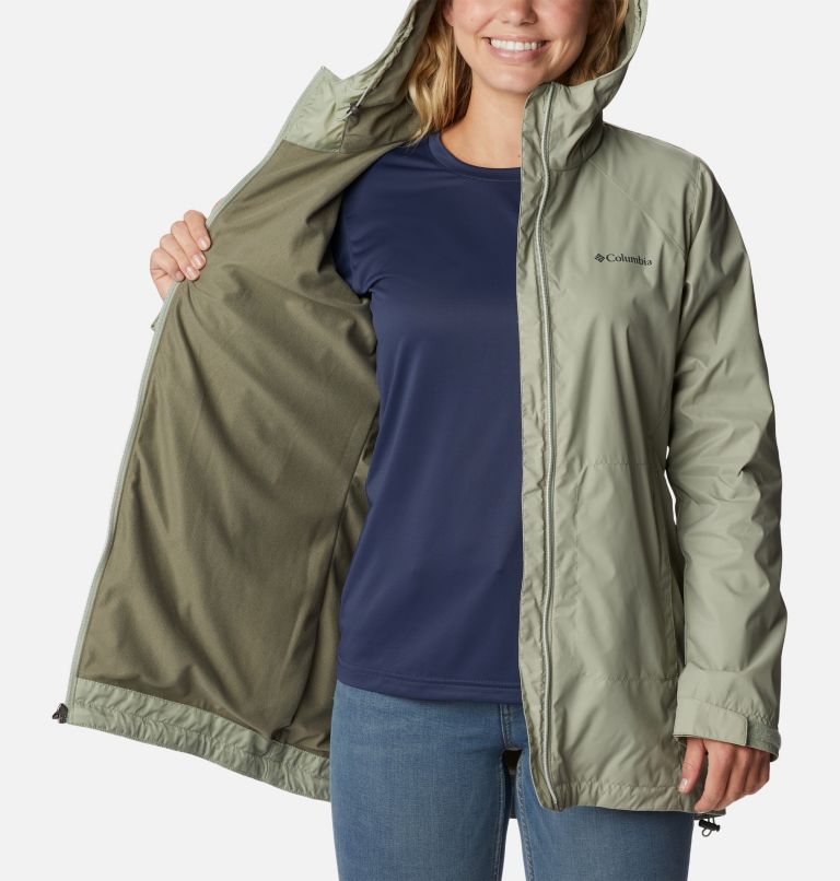 Women’s Switchback Lined Long Rain Jacket, Color: Safari, image 5