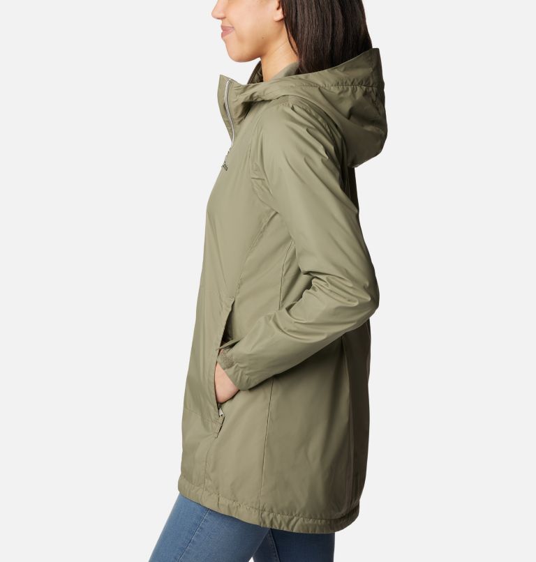 Women’s Switchback Lined Long Jacket, Color: Stone Green, image 3