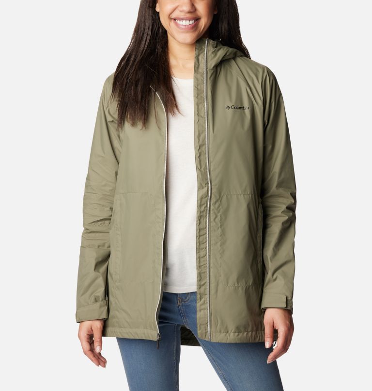 Women’s Switchback Lined Long Jacket, Color: Stone Green, image 7