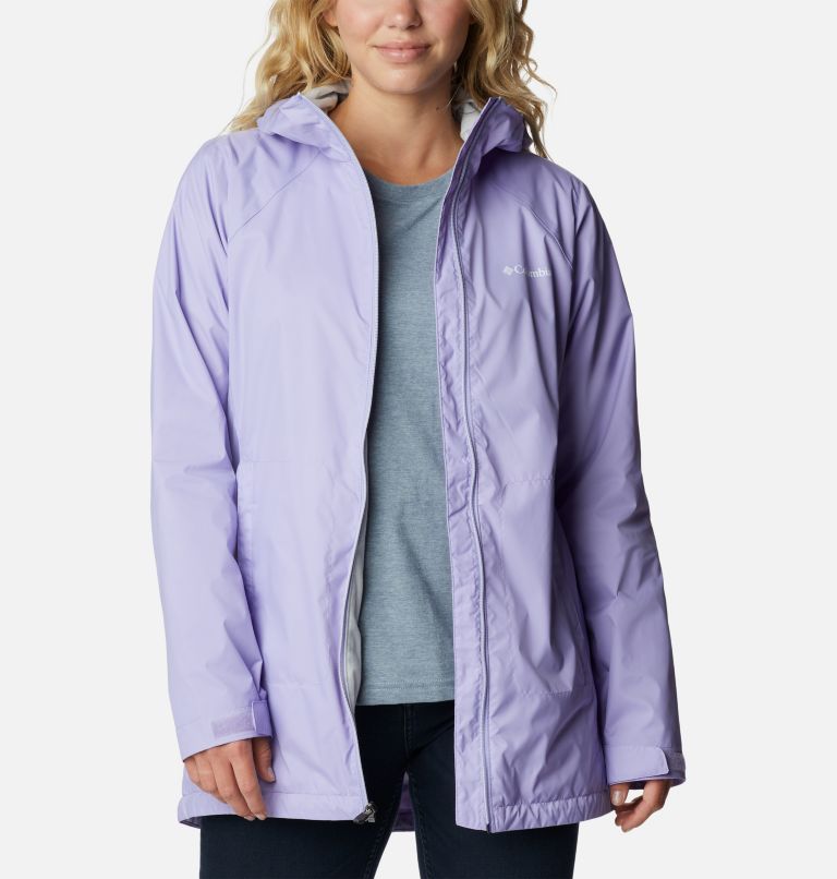 Women’s Switchback Lined Long Rain Jacket, Color: Frosted Purple, image 7
