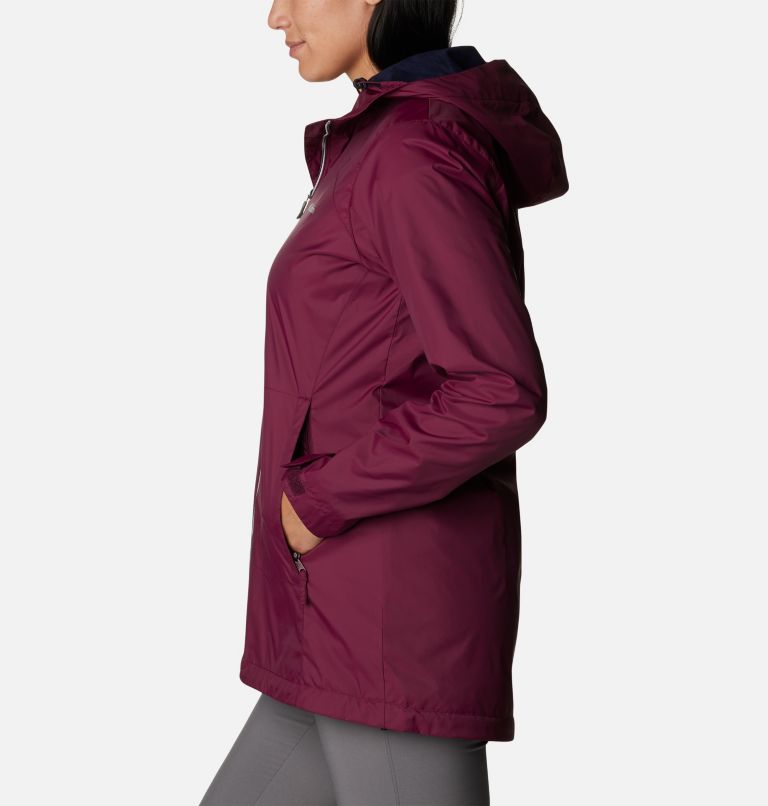 Women’s Switchback Lined Long Rain Jacket, Color: Marionberry, image 3