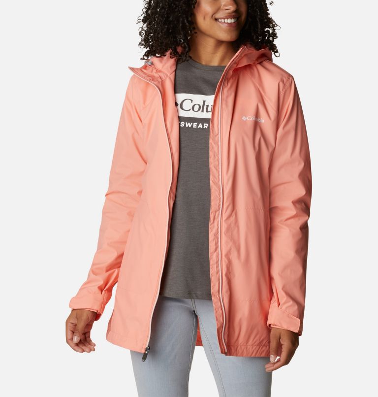 Women’s Switchback Lined Long Jacket, Color: Coral Reef, image 7