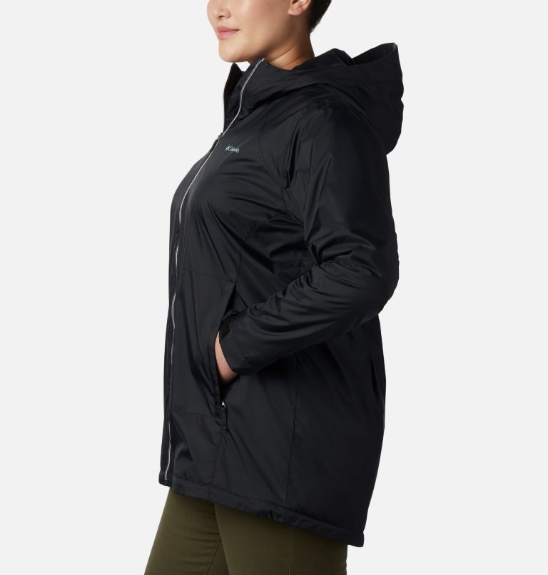 Women’s Switchback Lined Long Rain Jacket - Plus Size, Color: Black, image 3