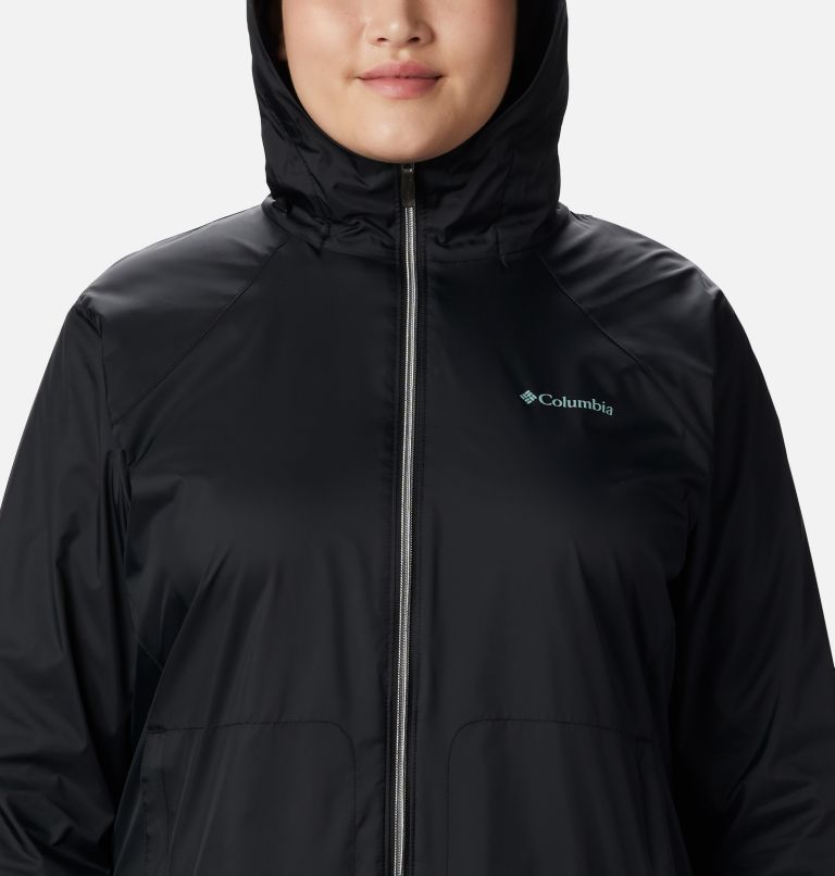 Women’s Switchback Lined Long Rain Jacket - Plus Size, Color: Black, image 4