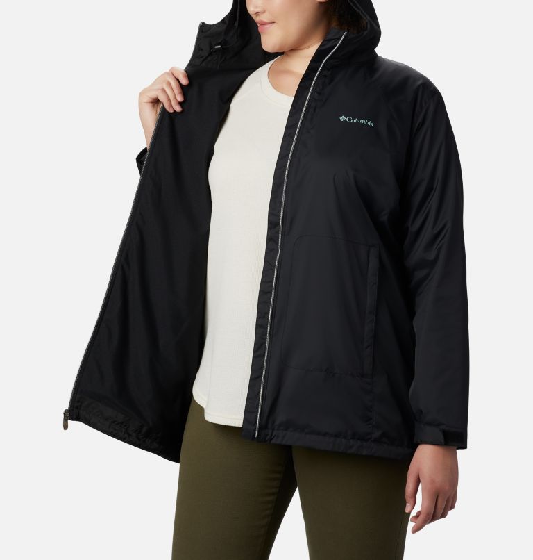 Thumbnail: Women’s Switchback Lined Long Rain Jacket - Plus Size, Color: Black, image 5