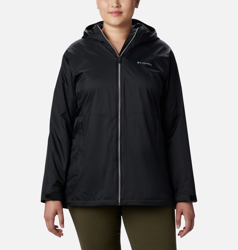 Women’s Switchback Lined Long Rain Jacket - Plus Size, Color: Black, image 1