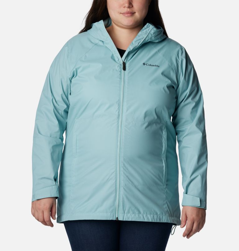 Thumbnail: Women’s Switchback Lined Long Jacket - Plus Size, Color: Aqua Haze, image 1