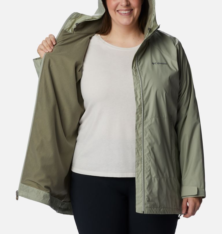 Thumbnail: Women’s Switchback Lined Long Rain Jacket - Plus Size, Color: Safari, image 5