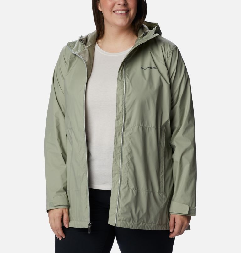 Thumbnail: Women’s Switchback Lined Long Rain Jacket - Plus Size, Color: Safari, image 7