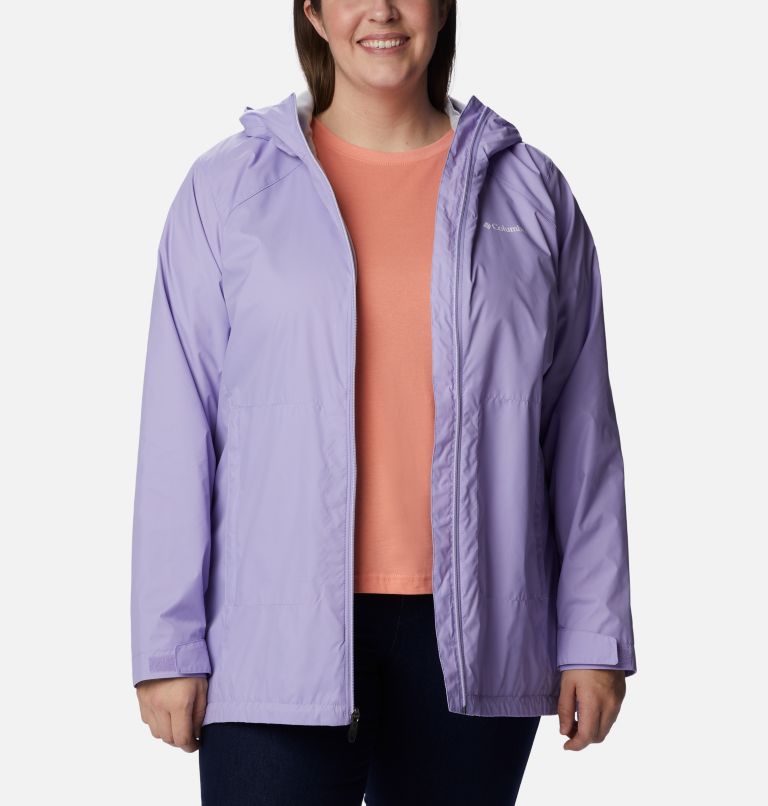 Thumbnail: Women’s Switchback Lined Long Rain Jacket - Plus Size, Color: Frosted Purple, image 7