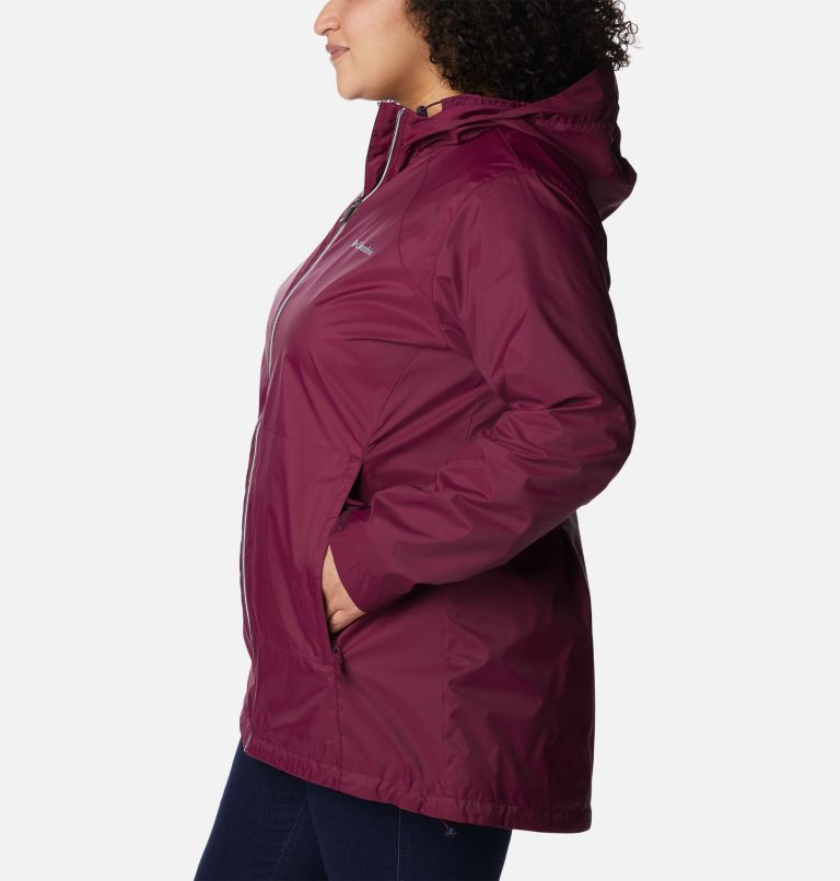 Thumbnail: Women’s Switchback Lined Long Rain Jacket - Plus Size, Color: Marionberry, image 3