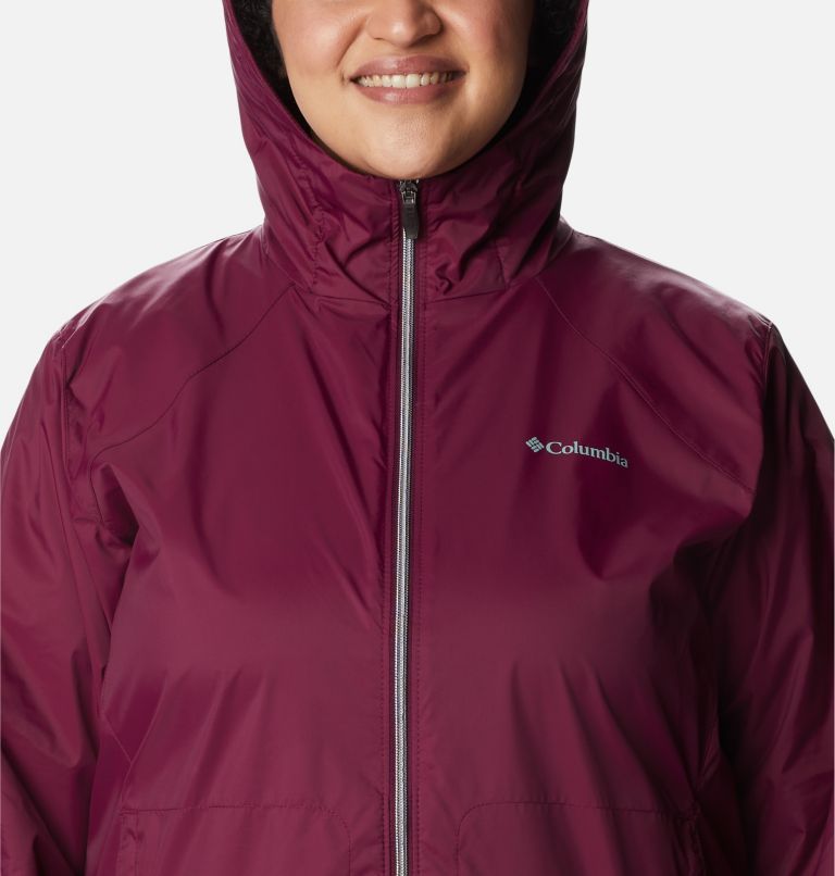 Women’s Switchback Lined Long Rain Jacket - Plus Size, Color: Marionberry, image 4