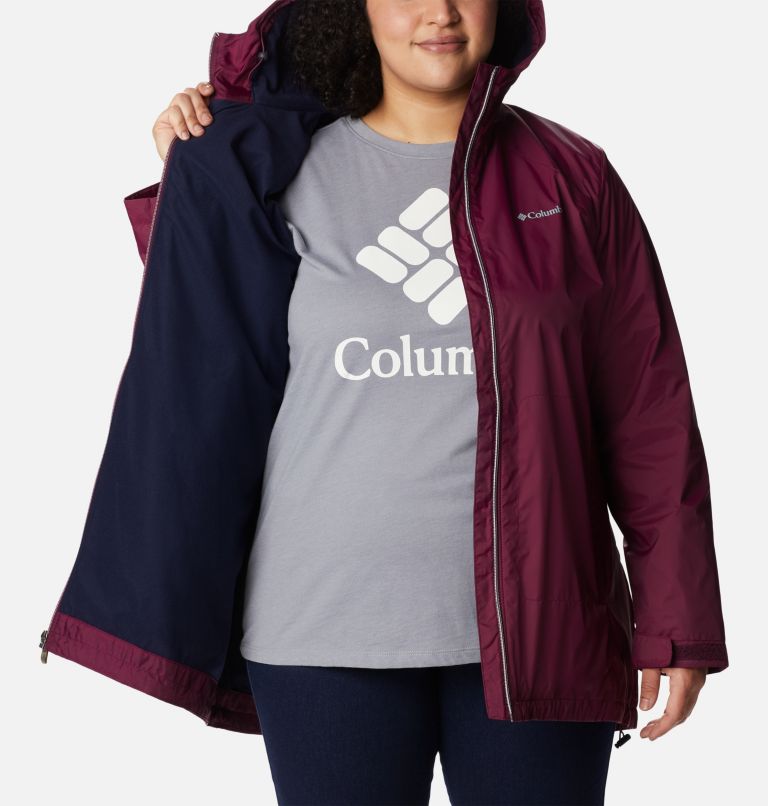 Thumbnail: Women’s Switchback Lined Long Rain Jacket - Plus Size, Color: Marionberry, image 5