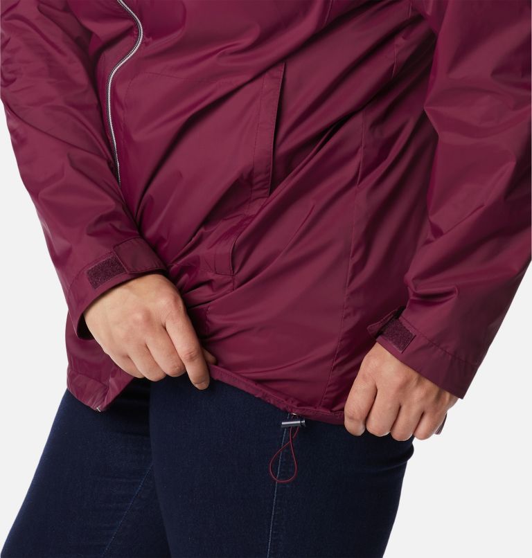 Women’s Switchback Lined Long Rain Jacket - Plus Size, Color: Marionberry, image 6