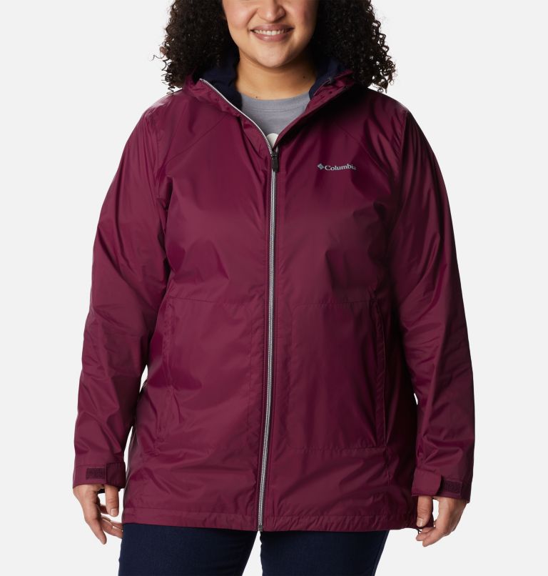 Thumbnail: Women’s Switchback Lined Long Rain Jacket - Plus Size, Color: Marionberry, image 1