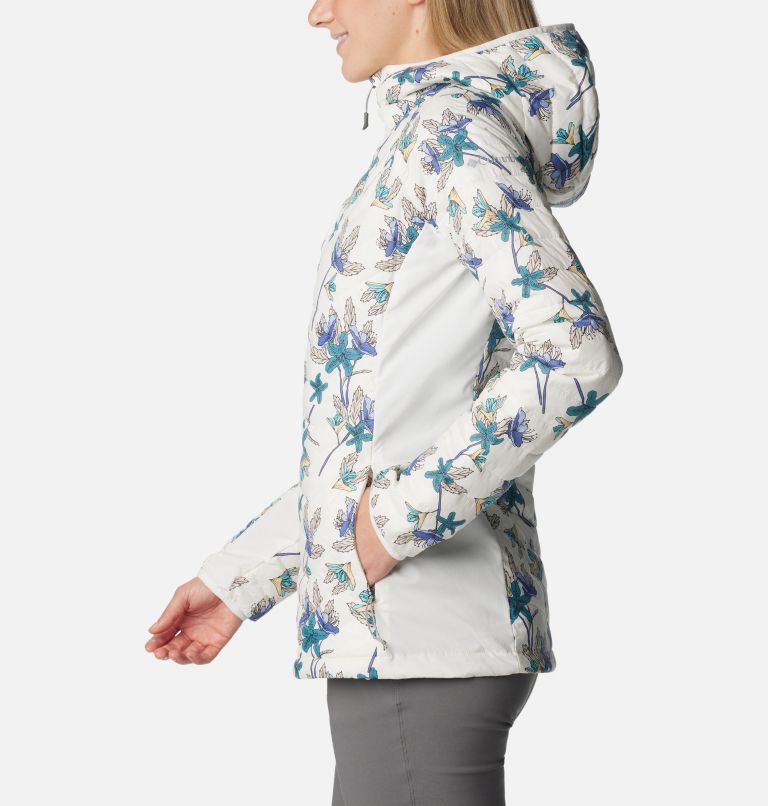 Women's Powder Lite Hybrid Hooded Jacket, Color: Sea Salt Tiger Lilies Print, image 3