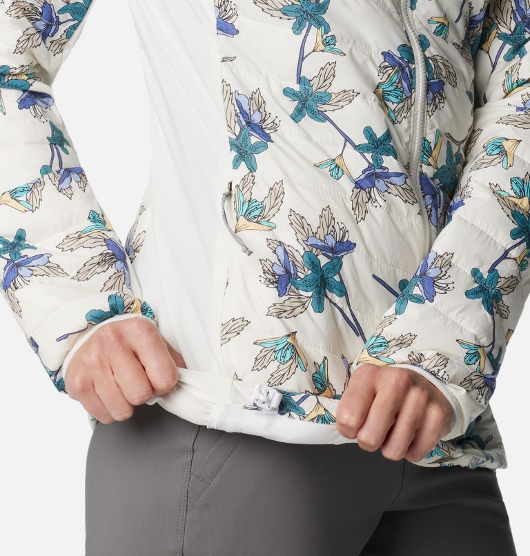 Women's Powder Pass Hybrid Hooded Jacket, Color: Sea Salt Tiger Lilies Print, image 6