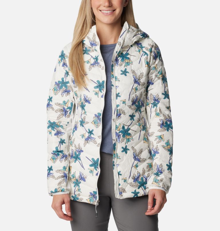 Thumbnail: Women's Powder Lite Hybrid Hooded Jacket, Color: Sea Salt Tiger Lilies Print, image 7