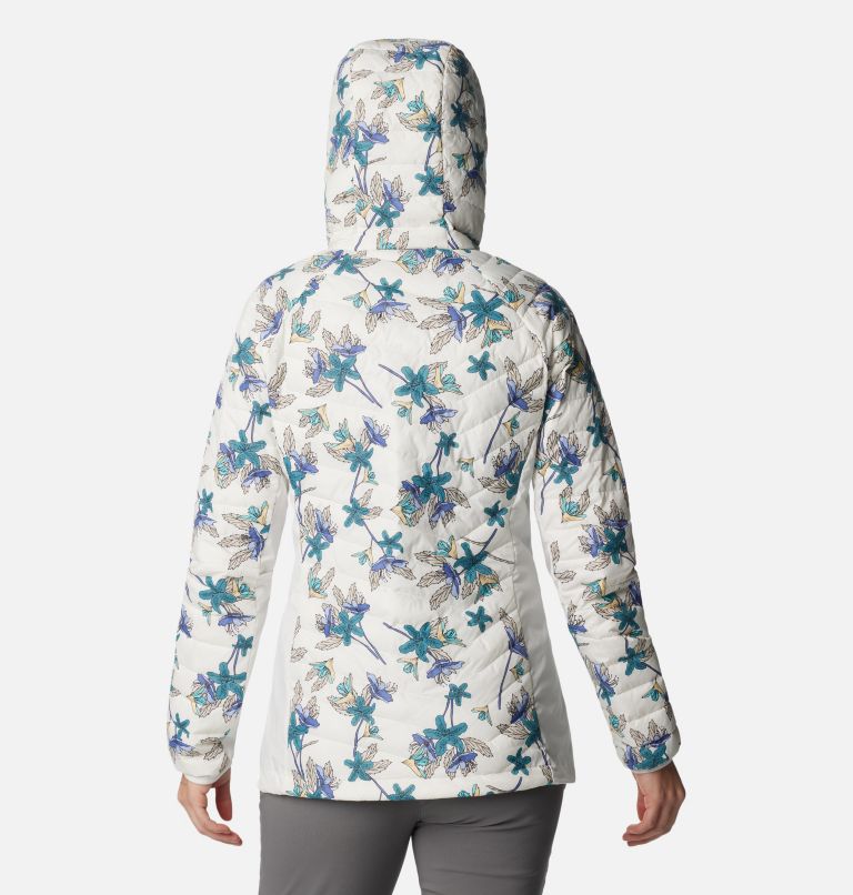 Women's Powder Pass Hybrid Hooded Jacket, Color: Sea Salt Tiger Lilies Print, image 2