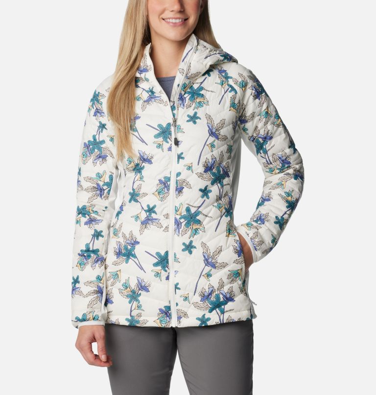 Thumbnail: Women's Powder Lite Hybrid Hooded Jacket, Color: Sea Salt Tiger Lilies Print, image 1