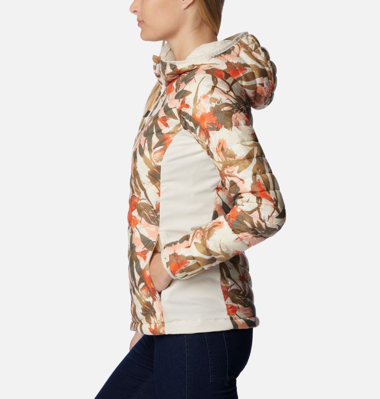 Chaqueta híbrida con capucha Powder Pass para mujer, Color: Chalk Floriculture Print, image 3