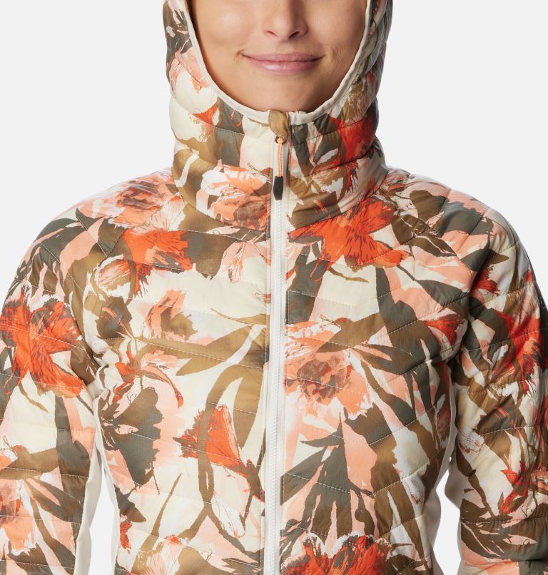 Chaqueta híbrida con capucha Powder Pass para mujer, Color: Chalk Floriculture Print, image 4