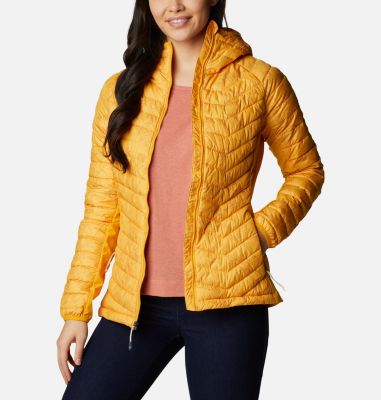 Women's Powder Pass&trade; Hybrid Hooded Jacket Powder Pass&trade; Hooded Jacket | 790 | M, Bright Gold Art Bouquet Print Tonal, front