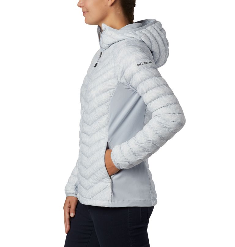 Women's Powder Pass Hooded Jacket, Color: Cirrus Grey Ferny Ferns Print, image 3