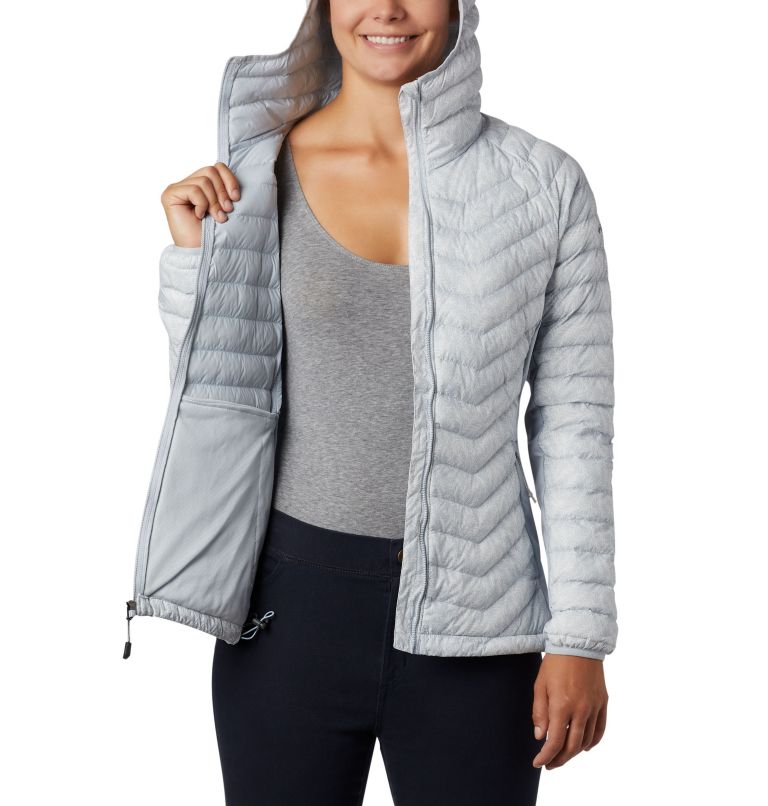 Women's Powder Pass Hooded Jacket, Color: Cirrus Grey Ferny Ferns Print, image 5
