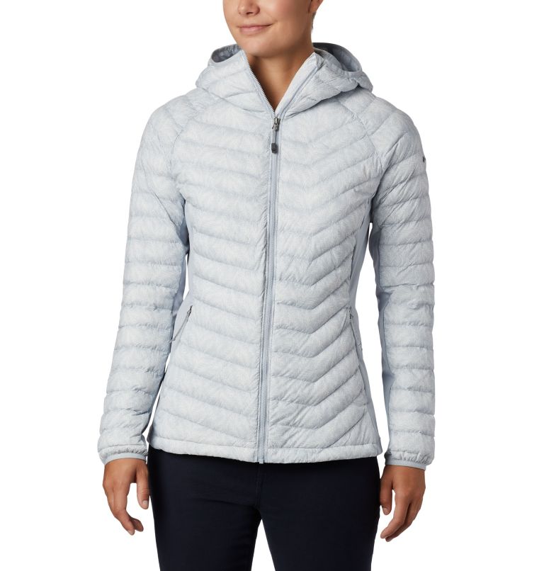 Women's Powder Pass Hooded Jacket, Color: Cirrus Grey Ferny Ferns Print, image 1