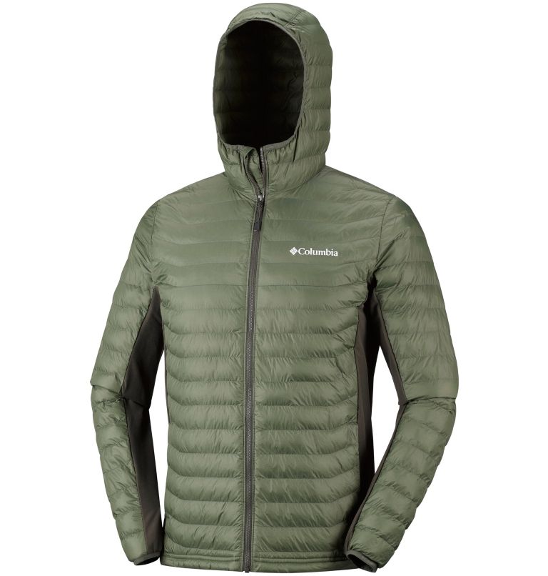 Powder Pass&trade; Hooded Jacket | 302 | XL Men's Powder Pass&trade; Hybrid Down Jacket, Mosstone, Peatmoss, a1
