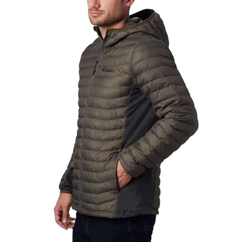 Powder Pass&trade; Hooded Jacket | 327 | S Men's Powder Pass&trade; Hybrid Down Jacket, New Olive Heather, a1