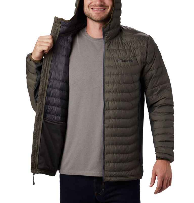 Powder Pass&trade; Hooded Jacket | 327 | S Men's Powder Pass&trade; Hybrid Down Jacket, New Olive Heather, a3