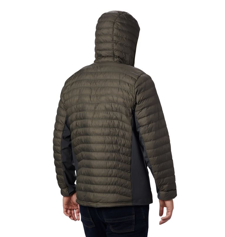 Powder Pass&trade; Hooded Jacket | 327 | S Men's Powder Pass&trade; Hybrid Down Jacket, New Olive Heather, back