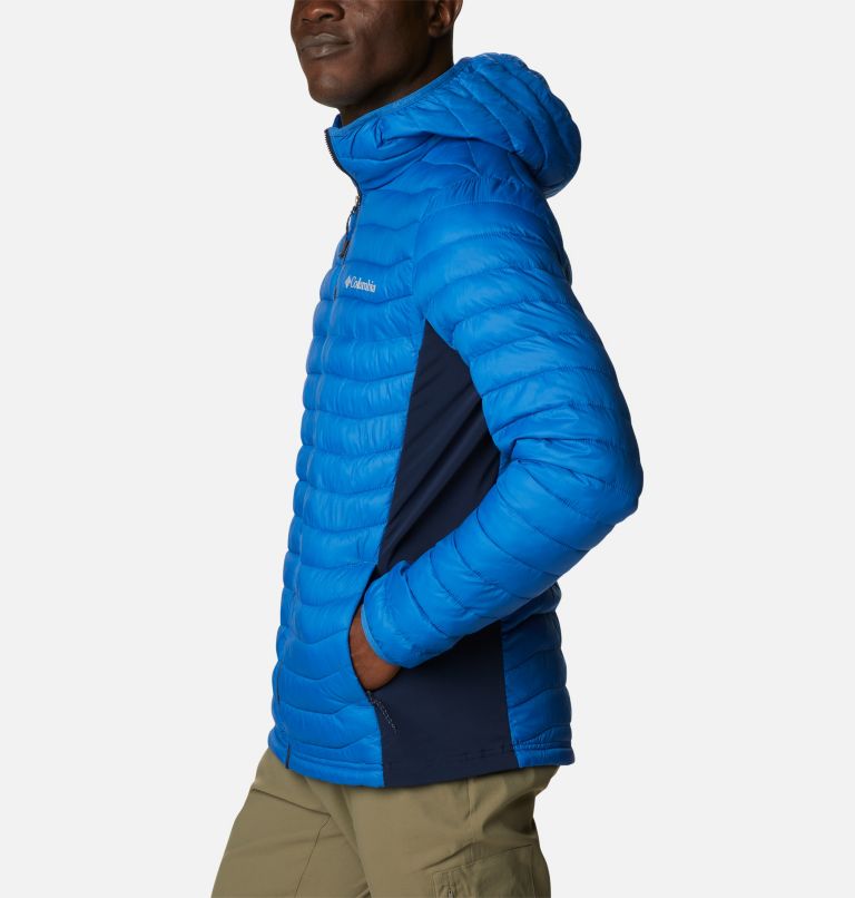 Powder Pass&trade; Hooded Jacket | 433 | S Men's Powder Pass&trade; Hybrid Down Jacket, Bright Indigo, Collegiate Navy, a1