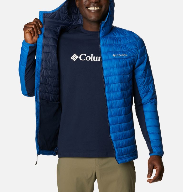 Powder Pass&trade; Hooded Jacket | 433 | S Men's Powder Pass&trade; Hybrid Down Jacket, Bright Indigo, Collegiate Navy, a3