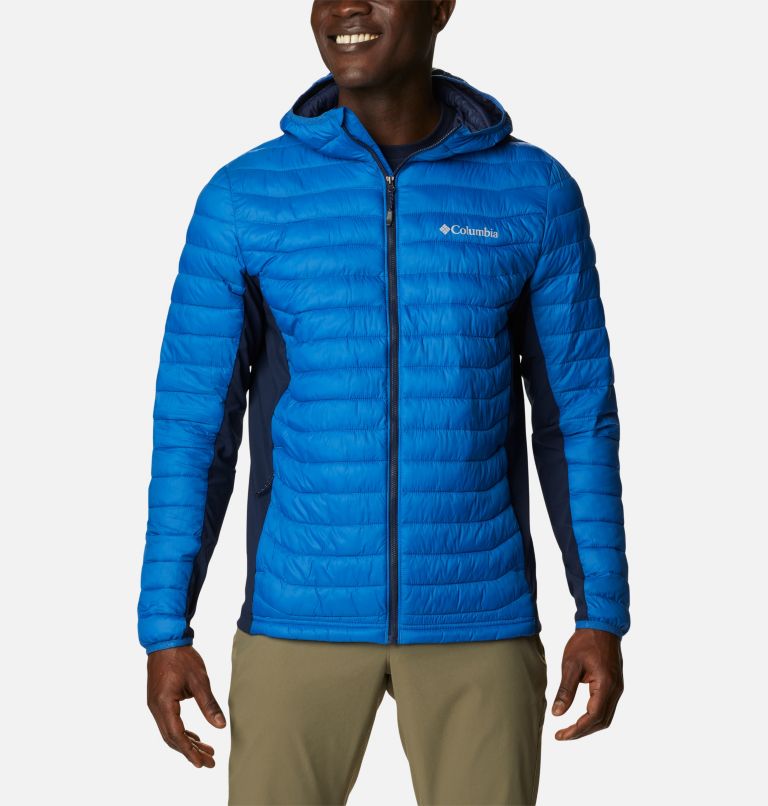 Powder Pass&trade; Hooded Jacket | 433 | S Men's Powder Pass&trade; Hybrid Down Jacket, Bright Indigo, Collegiate Navy, a5