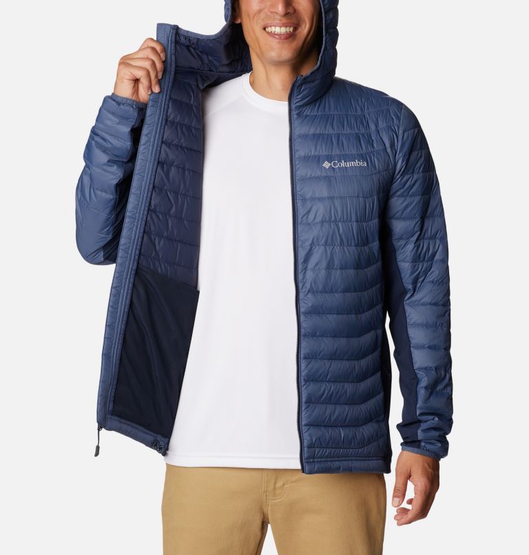 Men's Powder Lite Hybrid Down Jacket, Color: Dark Mountain, Collegiate Navy, image 5