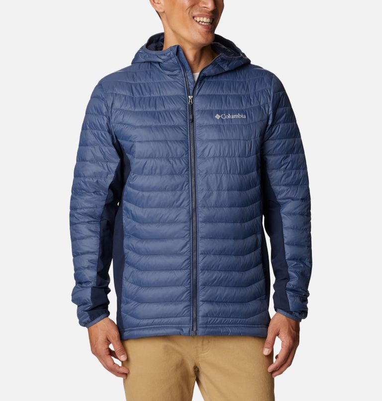 Men's Powder Lite Hybrid Down Jacket, Color: Dark Mountain, Collegiate Navy, image 1