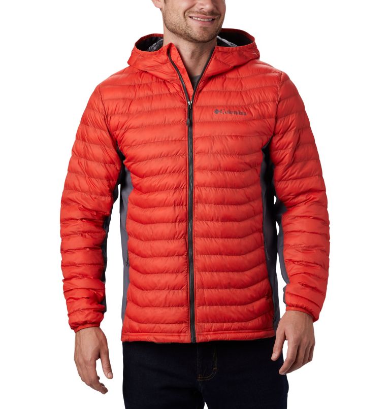 Powder Pass&trade; Hooded Jacket | 845 | S Men's Powder Pass&trade; Hybrid Down Jacket, Wildfire, front